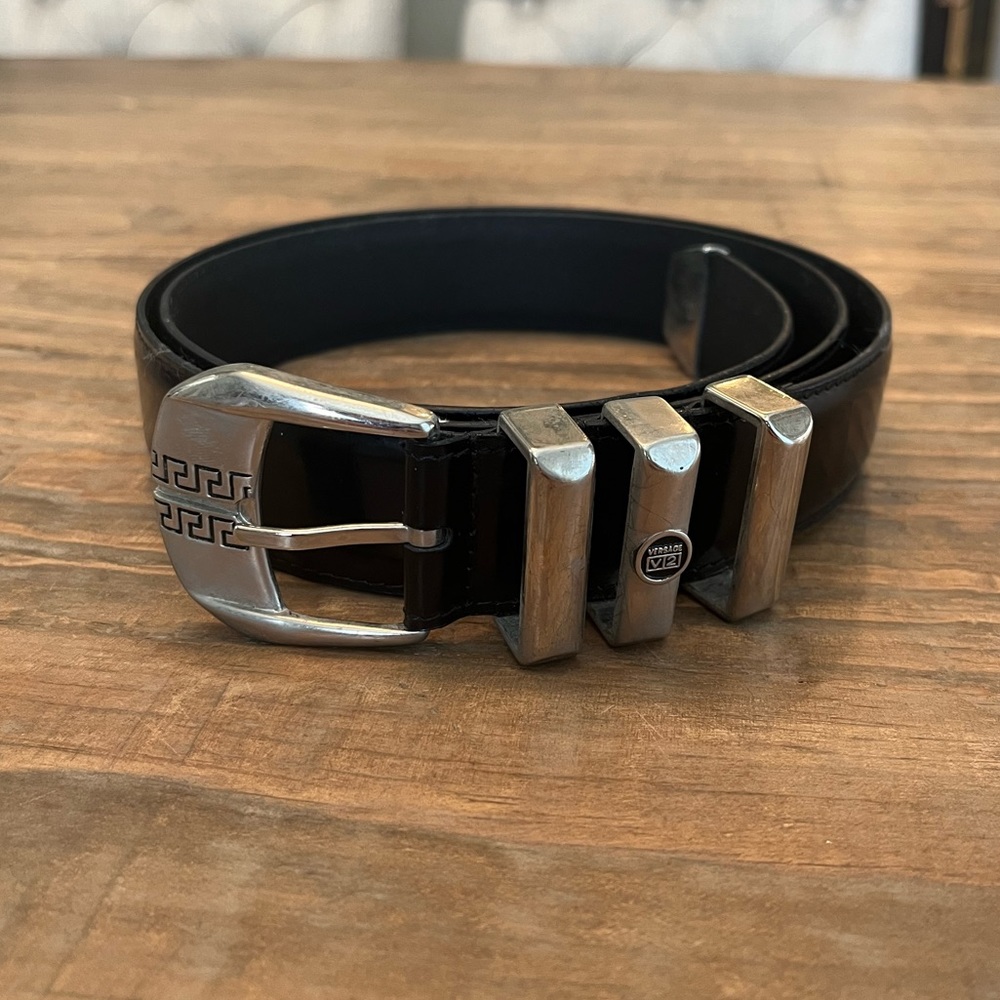 Versace V2 Belt Black Leather